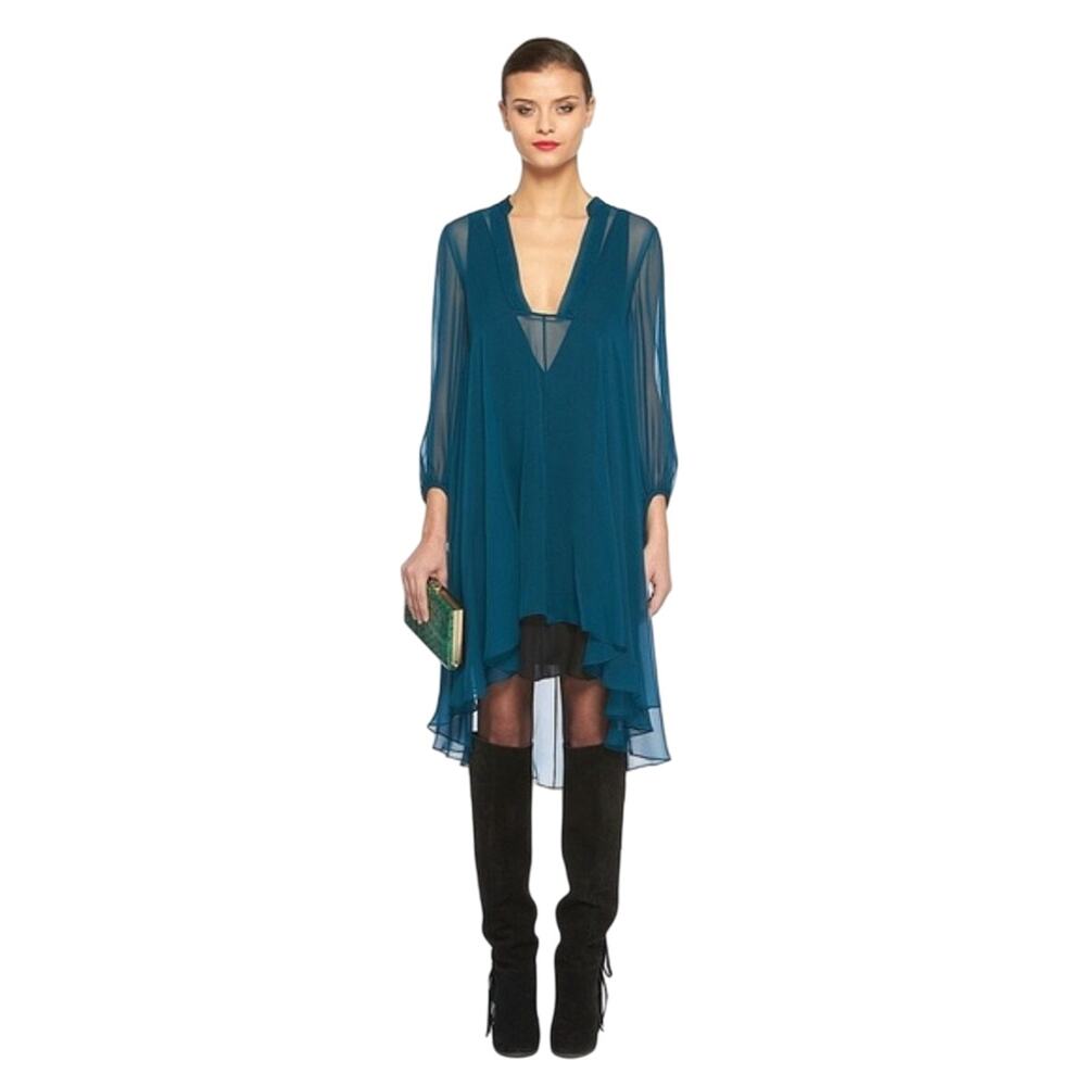 Diane Von Furstenberg Silk Kipling Dress Overlay Deep Blue Teal